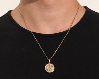18k Gold Kompass Nordstern Anhänger Kette Herren Kompass Halskette Gold Anker Anhänger Vintage Halskette Für Mann Geschenk Für Mann Valentinsgrußgeschenk