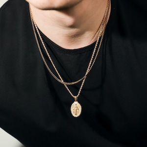 18k Gold Virgin Mary Pendant Saint Mary Pendant Miraculous Medal ...