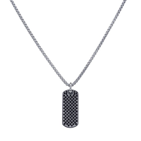 Men's Sterling Silver Dog Tag Necklace Pendant on 51 cm Bead Chain