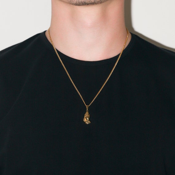 Buy Halukakah Gold Chain for Men,18k Real Gold Plated/Platinum White Gold Praying  Hands Necklace Diamond,with Rope/Tennis Chain Online at desertcartINDIA