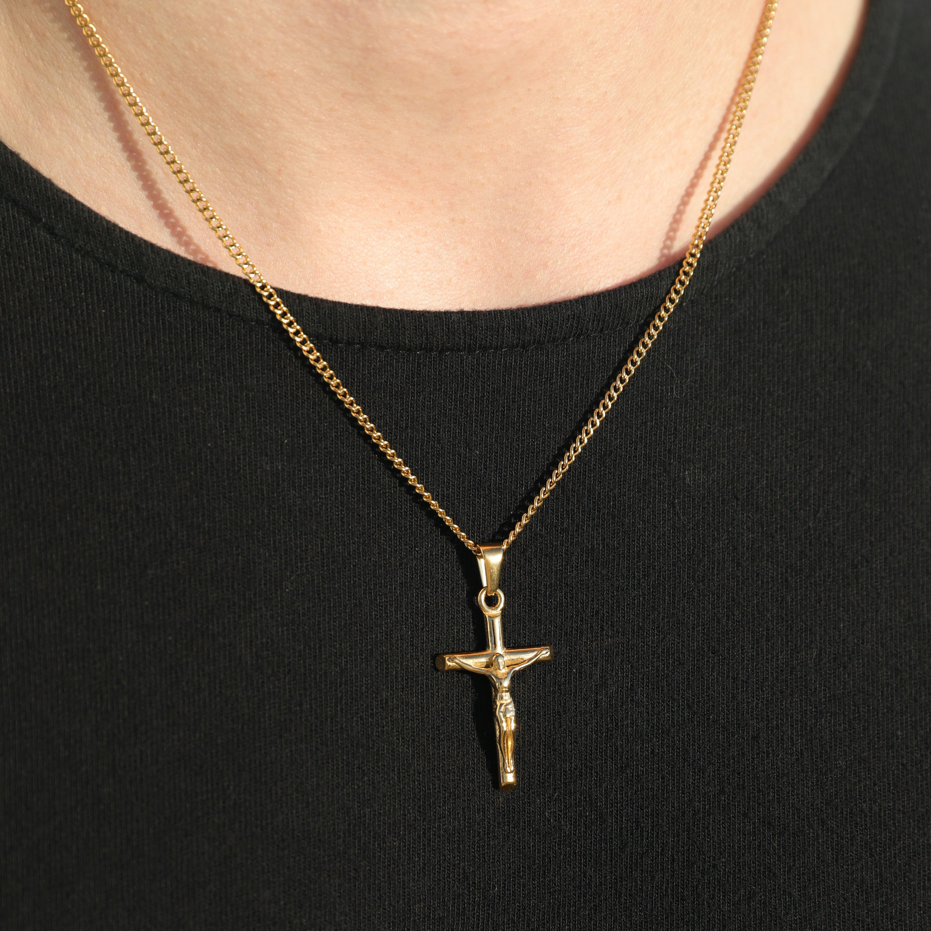 18k Gold Crucifix Necklace Gold Cross 