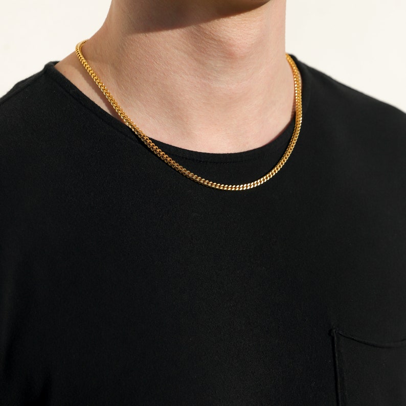 18k Franco Chain Mens Gold Jewelry for Men Necklace Stainless Etsy