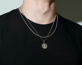Buy Necklace Set for Men- 18k Gold Da Vinci Vitruvian Man Pendant