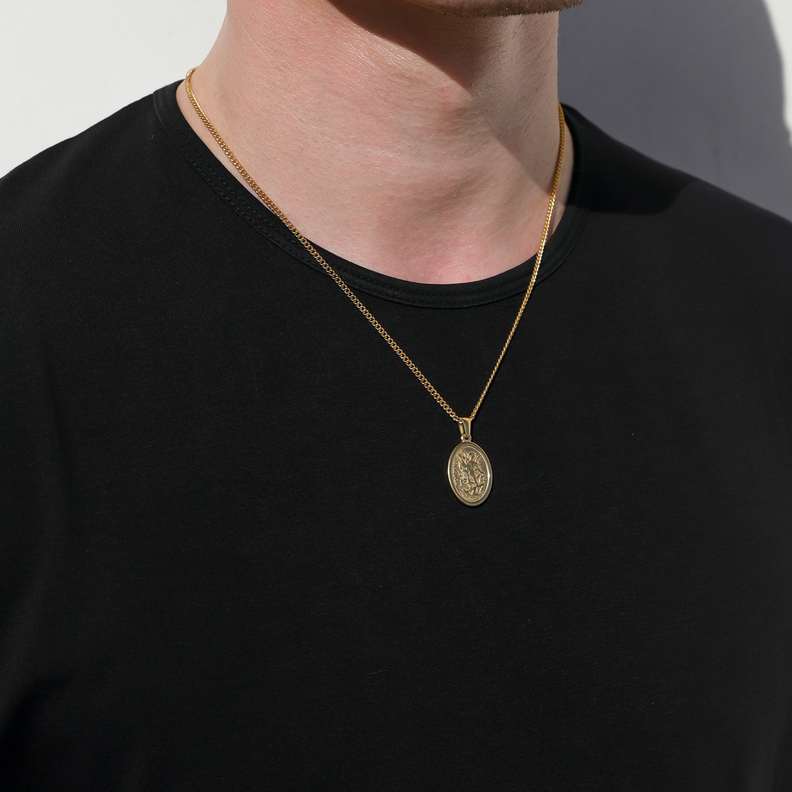 18k Gold St Michael Pendant Saint Michael Medal Man Pendant Man Necklace for Men Pendant for Men Gold Man Necklace Gift Mans Gift For Dad
