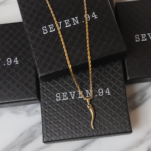 Anhänger aus 18-karätigem Gold mit italienischem Horn für Herren, Halskette mit italienischem Horn, Cornicello-Anhänger, Geschenk für den Freund Bild 4