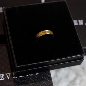 18k Roman Numerals Ring for Men 6mm Gold Wedding Band for Men Roman Ring Wedding Anniversary Ring Men For Man Boyfriend Valentines Gift Man image 8