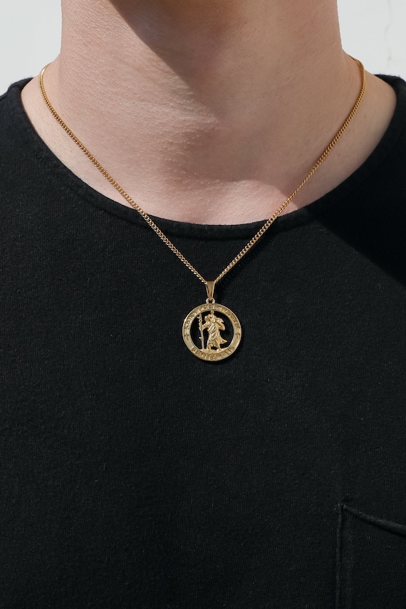 18k Gold Saint Christopher Pendant 
