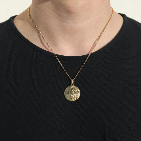 Judah Gold Lion Coin Pendant Chain 