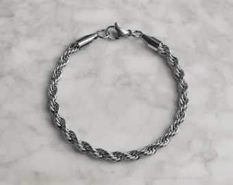 Rope Bracelet For Men Silver Mens Rope Bracelet Mens Bracelet Mens Silver Bracelets Mens Chain Bracelet For Man Gift For Boyfriend Gift Men