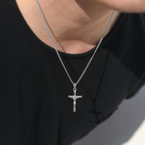 18k Gold Crucifix Necklace Gold Cross Necklace Men Gold Cross Pendant ...