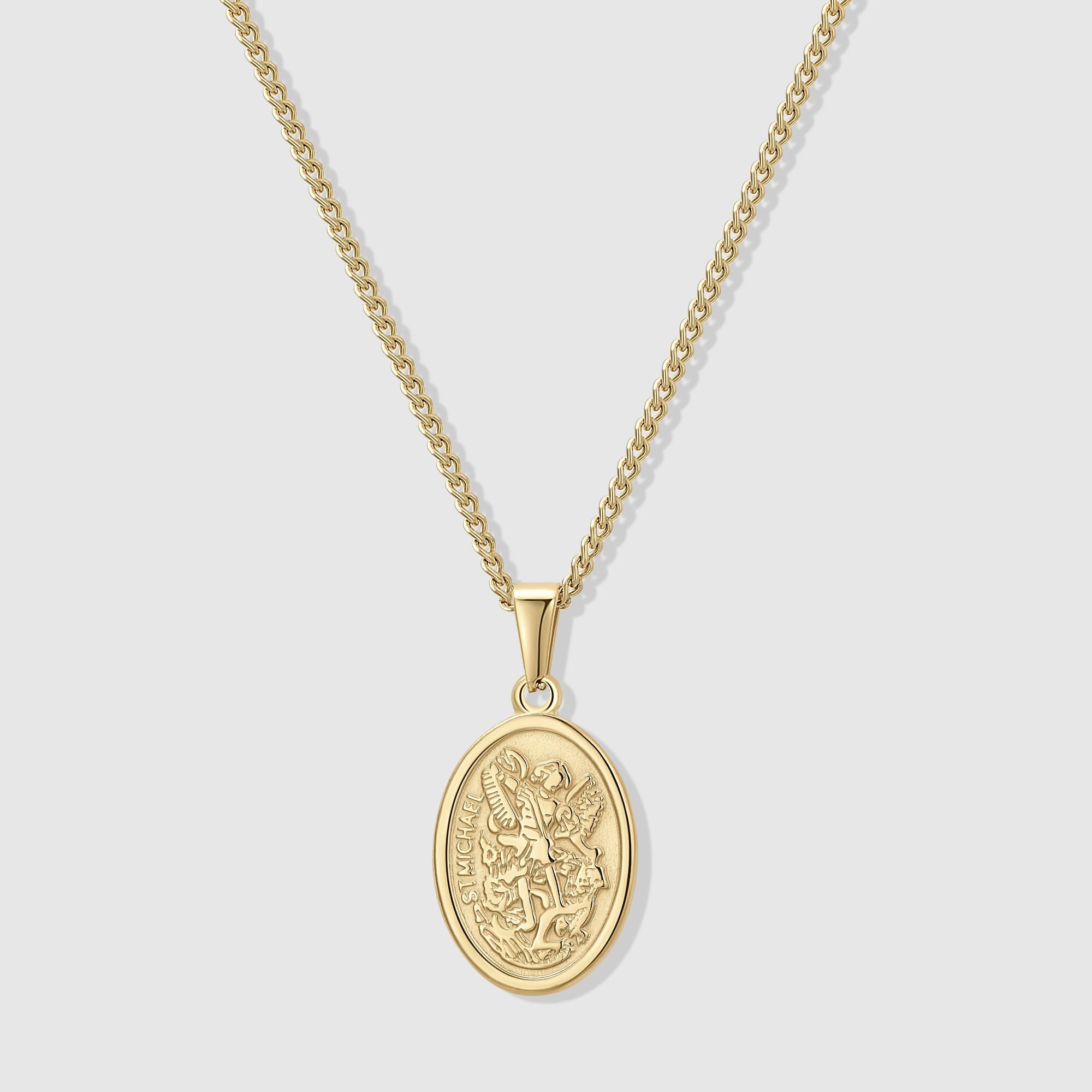 18k Gold St Michael Pendant Saint Michael Medal Man Pendant Man Necklace for Men Pendant for Men Gold Man Necklace Gift Mans Gift For Dad