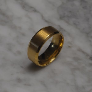 18k Gold Wedding Band Ring for Men 8mm Ring Gold Brushed Band Ring for Men Ring For Man Anniversary Gift Boyfriend Gift Man Valentines Gift