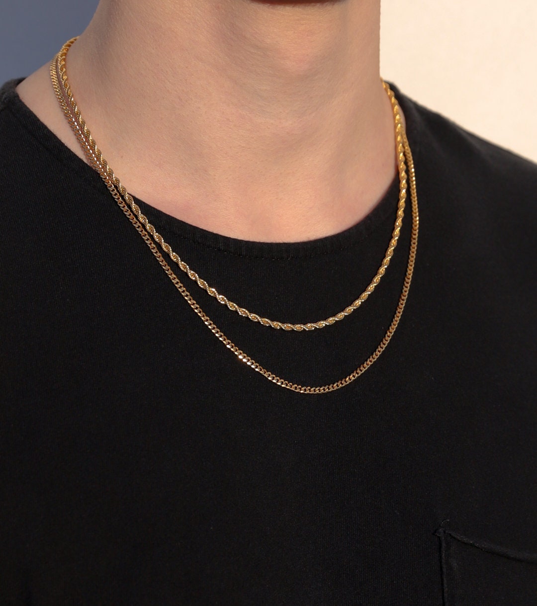 18k Rope Chain Mens Gold Mens Necklace 