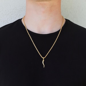 Anhänger aus 18-karätigem Gold mit italienischem Horn für Herren, Halskette mit italienischem Horn, Cornicello-Anhänger, Geschenk für den Freund Gold