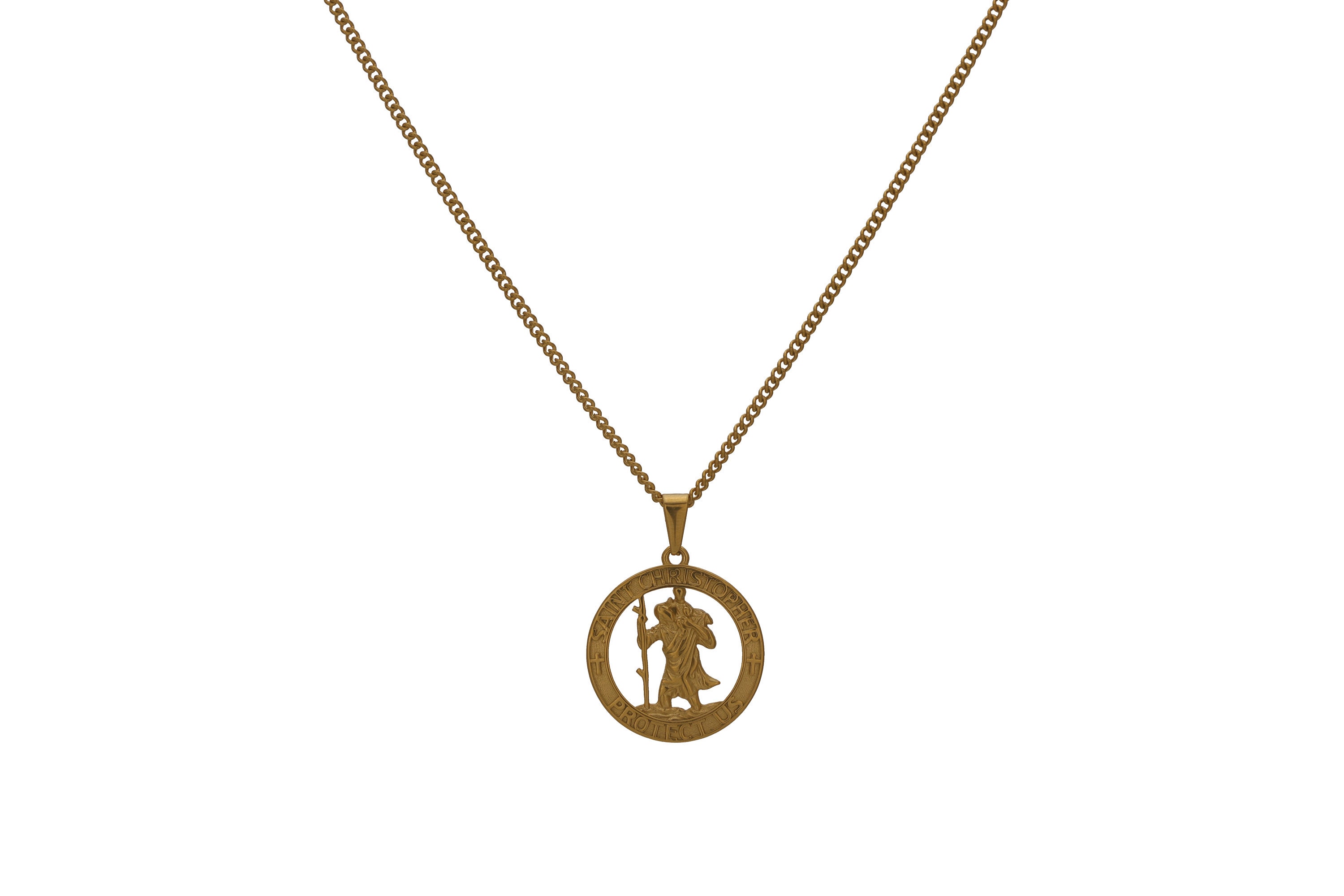 Ciondolo San Cristoforo 18mm Ciondolo San Cristoforo In Oro Massiccio 9K - Gioiello Nuovo, Misura 18x10 Mm, Perfetto Per Regalo Collana Uomo Oro 18k