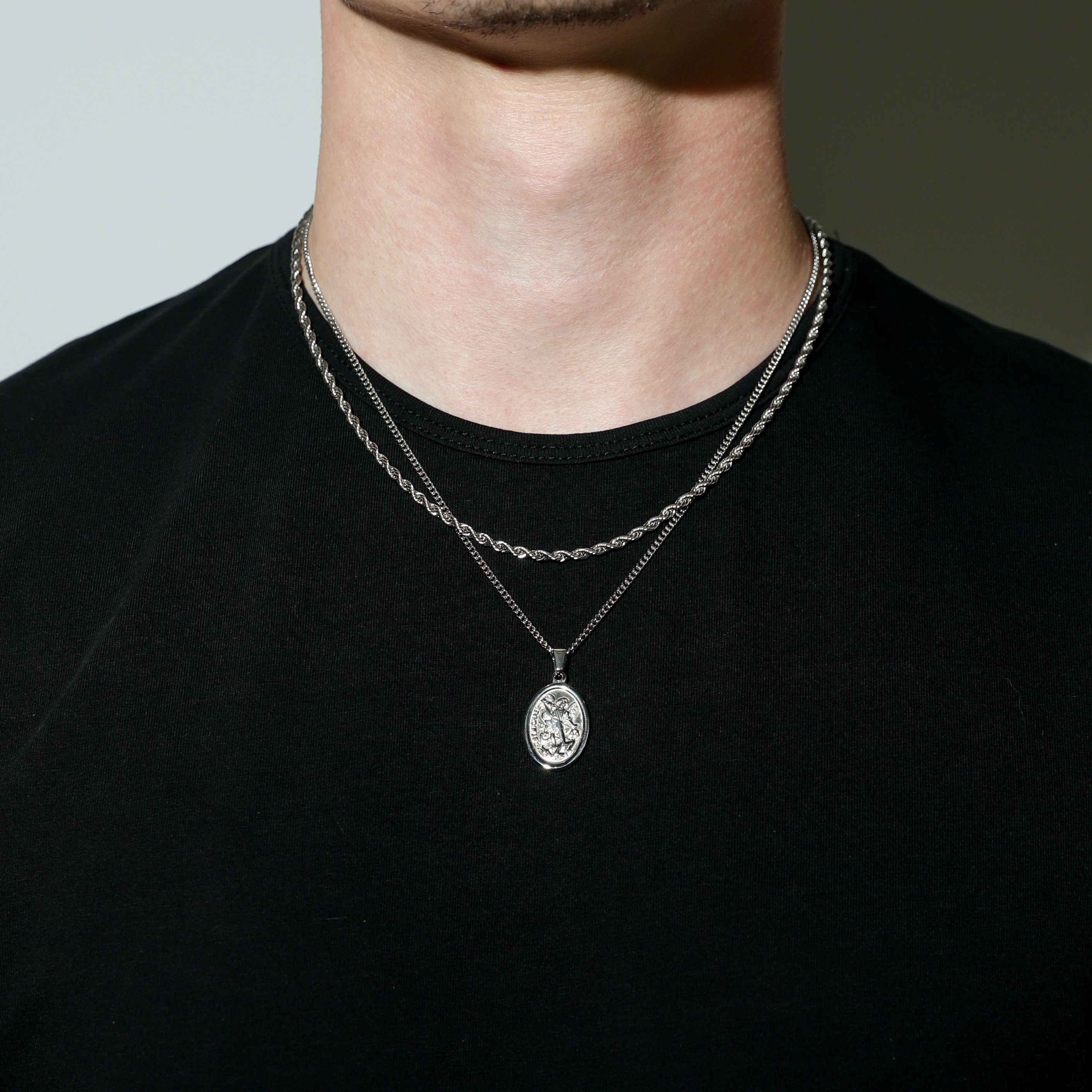 Silver St Michael Pendant Saint Michael Medal Archangel Michael Necklace Protector Pendant Necklace Mans Gift For Boyfriend Gift For Man