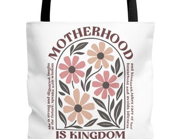 Bolsa de tela floral para mamá cristiana, regalo personalizado para el Reino de la Maternidad