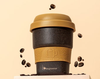 eco-friendly reusable coffee cup made from 40% recycled coffee grounds