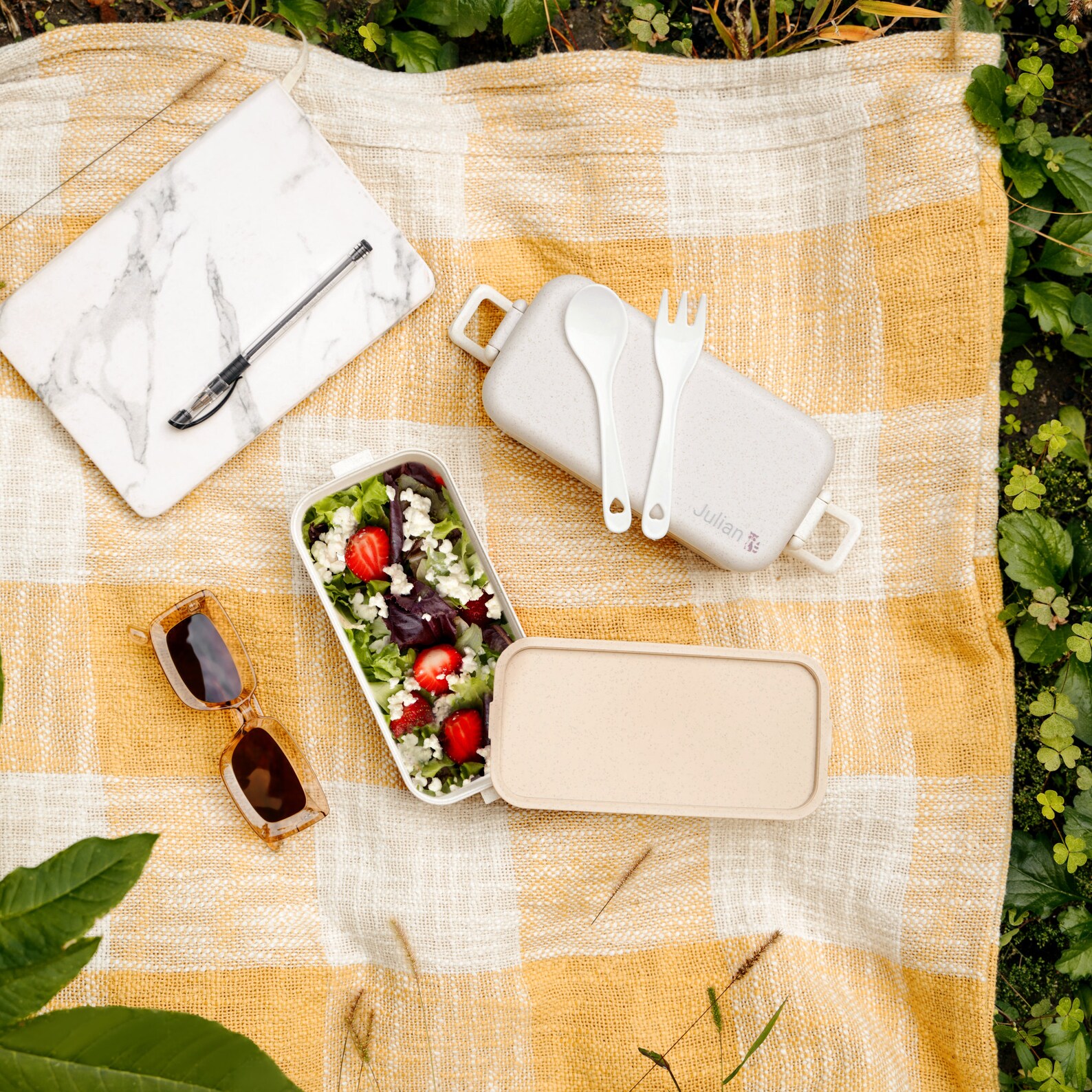 Personalized Ecofriendly Bento Box Lunch Box and / or Soup Cup Blue