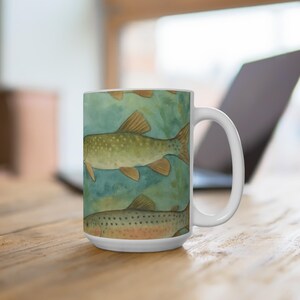 Fishing-themed Mug, Nature-inspired Drinkware, Gift for Fisherman, Angler&#39;s Coffee Mug, Eco-Friendly Kitchen