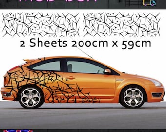 2 hojas de Thorn de 200 cm x 59 cm Motorsport Rally modificado Juego de calcomanías para autos