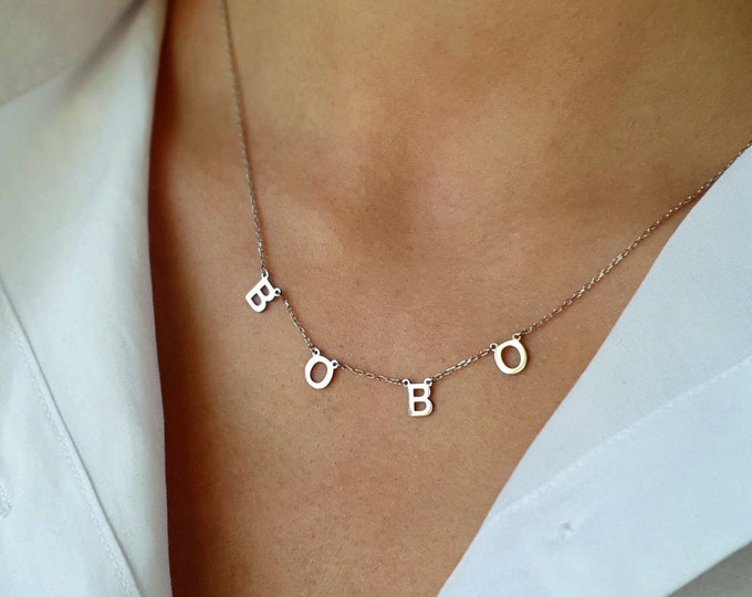 Custom Initial Necklace Silver,  Personalized Initial Jewelry, 925k Sterling Silver, Gold Filled and Rose Gold Filled