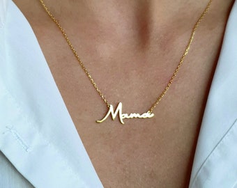 Mama Necklace, Handwriting Mama Necklace, Gift Mom Necklace, Sterling Silver Mother's Day Gift Jewelry, Gold Filled and Rose Gold Filled