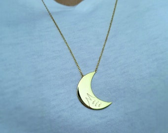Personalized Crescent Moon Necklace: Gold Filled Stevie Nicks