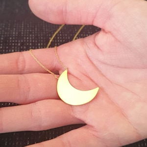 Gold Stevie Nicks Pendant, 18k Solid Gold Crescent Moon Necklace, Mother's Day Gift, 18k Solid Yellow Gold, White Gold, Rose Gold