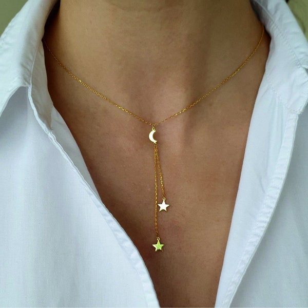 Moon and Star Necklace Etsy — free download