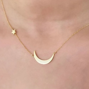 Sterling Silver Moon and Star Necklace - Gift Jewelry for Women - Christmas Gift Idea
