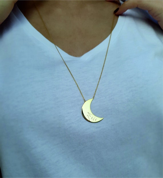 Buy Solid 14K Stevie Nicks Inspired Gold Moon Pendant Necklace, Stevie Nicks  Gold Moon, Handmade Jewelry, 18 Inch Gold-filled Chain Online in India -  Etsy