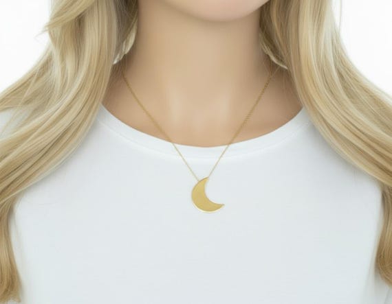Crescent Moon Necklace: Gold Filled Stevie Nicks Style Pendant for