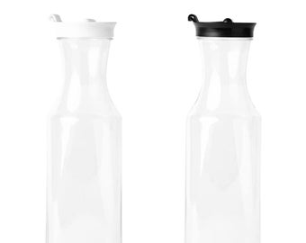 54 Oz. Clear Plastic Jug Carafe Pitcher - Square Base with Flip Top Lid