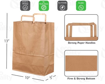 Medium Kraft Brown Paper Bags with Paper Handles 10 x 5 x 13 in.