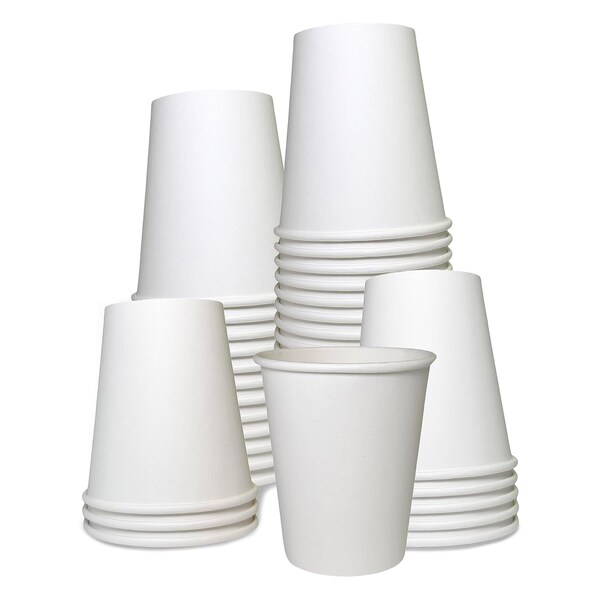 75 Ct. Eco Friendly White Paper Hot Tea Coffee Cups Disposable No Lids 8 Oz.