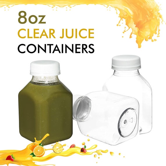 Stock Your Home 8oz Empty Plastic Juice Bottles with Lids (48 Count) for  Juicing, Smoothies, Airtight, Meal prep Lunch 