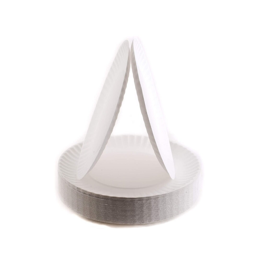 White Uncoated Paper Plates Diameter Recyclable Microwave Safe Etsy