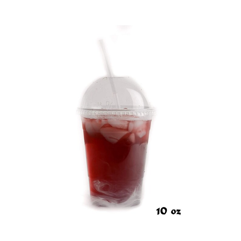 10 Oz Cups Iced Coffee Go Cups and Dome Lids Cold Smoothie Etsy