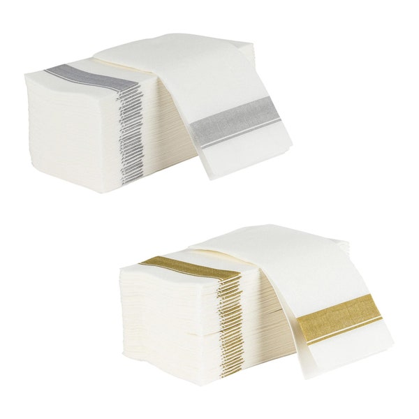 Elegant Disposable Paper Cloth Feel Dinner Napkins with Gold or Silver Design