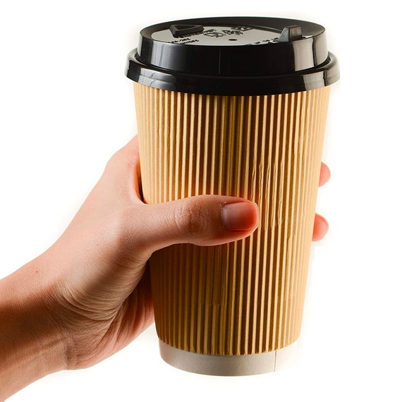 16 oz. Ripple Wall Insulated Disposable Paper Coffee Cups with Dome Lids