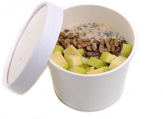 White Paper Round Food & Soup Containers With Vented Lids Recyclable 12 Oz.  -  Israel