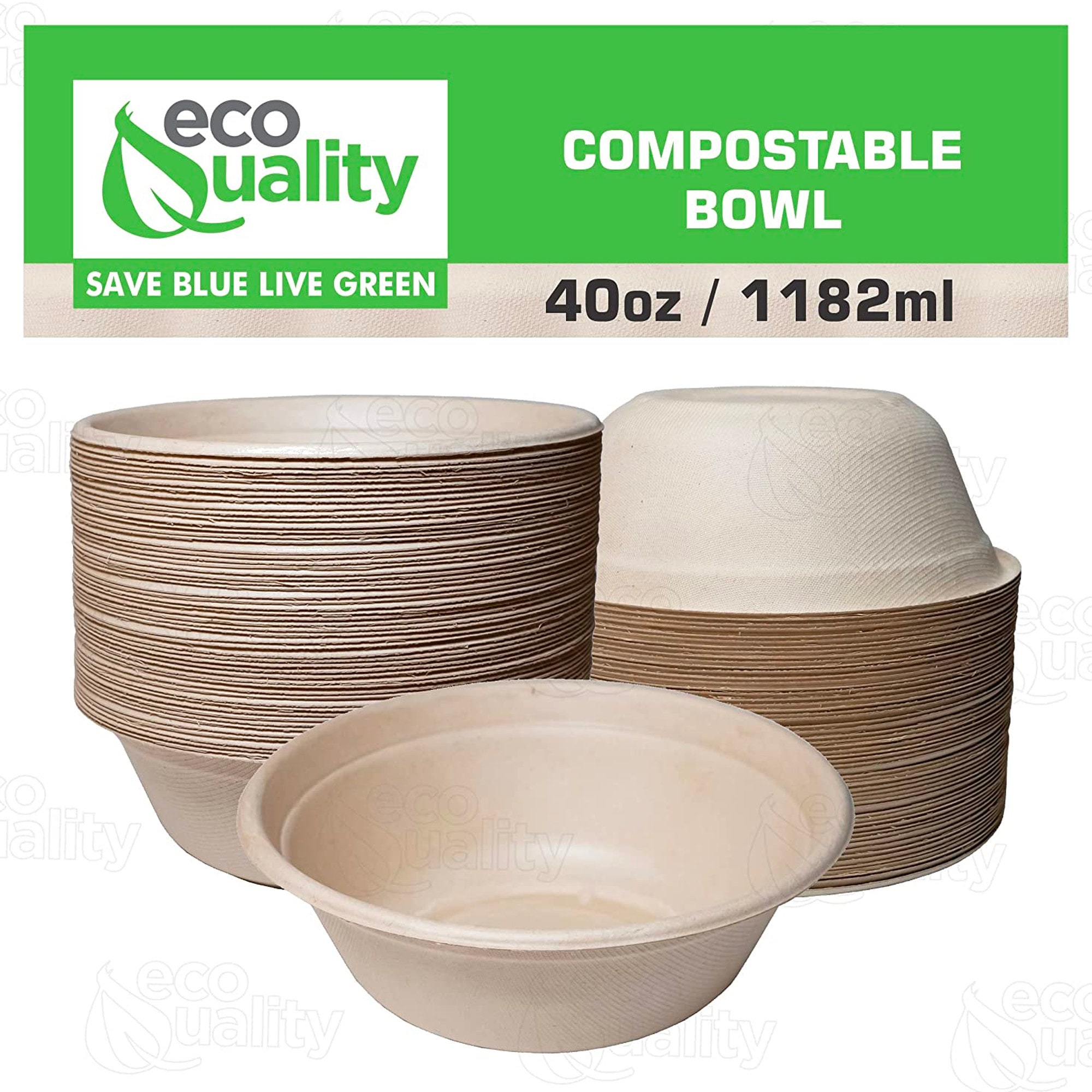 EcoQuality 24oz Disposable Bowls with Clear Lids - Rectangular Compostable Sugarcane Fiber Biodegradable Paper Bowls Eco-Friendly Take Out Food