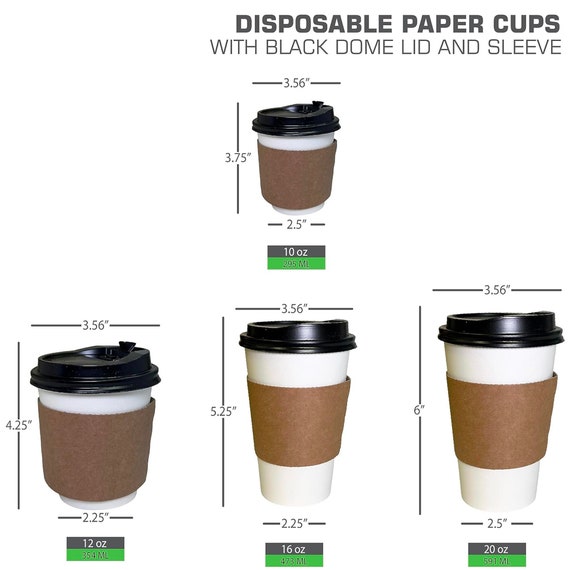 Disposable Plastic Dome Lids for 10, 12, 16, & 20 oz. Paper Hot Coffee Cup  - White