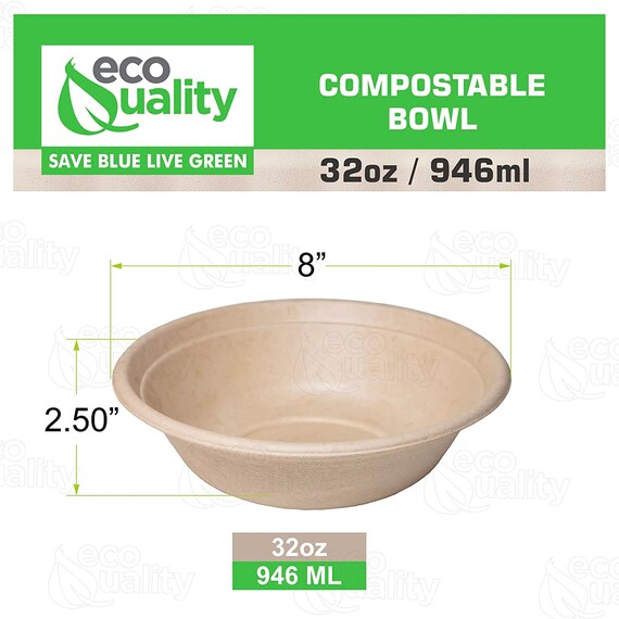 Biodegradable Disposable Kraft Paper Bowls With Lids 32oz