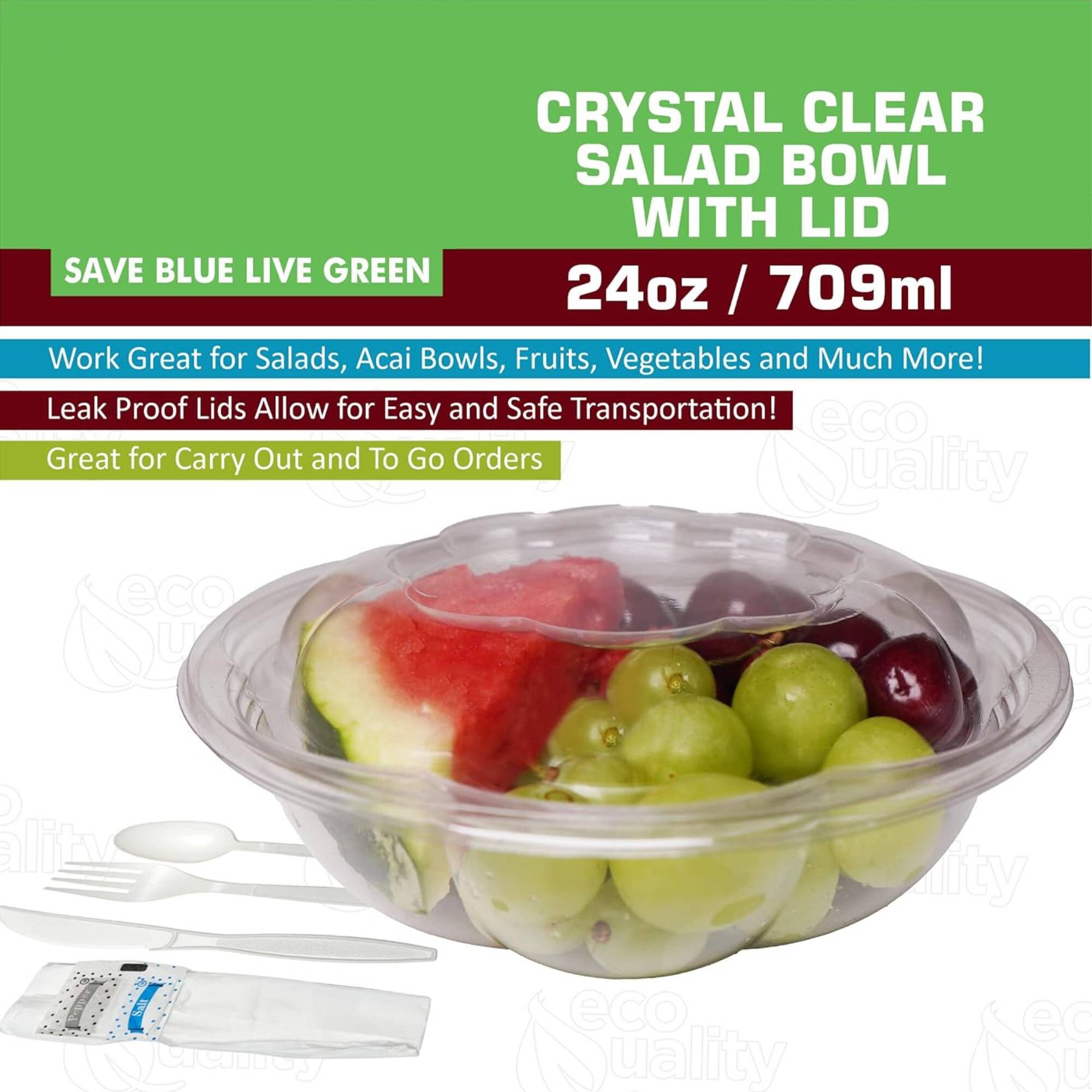 50 PACK] 18oz Clear Disposable Salad Bowls with Lids - Clear Plastic  Disposable Salad Containers for Lunch To-Go, Salads, Fruits, Airtight, Leak  Proof, Fresh, Meal Prep