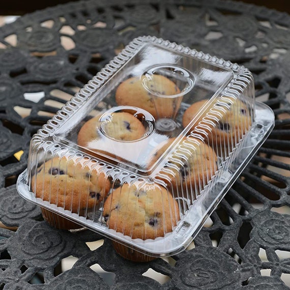 High Dome Plastic Cupcake Containers Holder Carrier, Holds 6