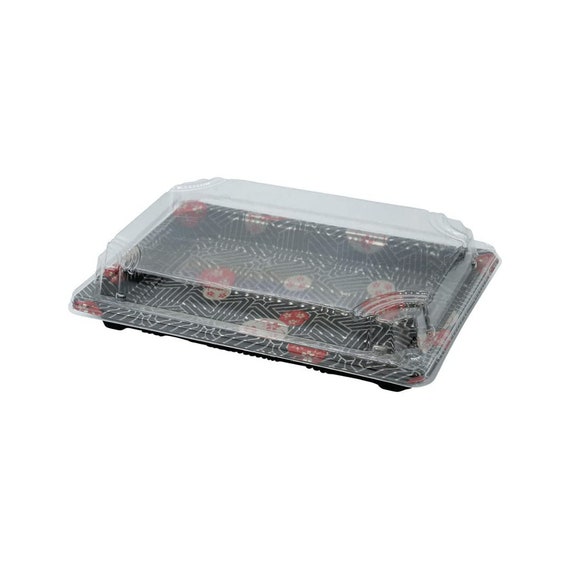7.25 X 5 Inch Black Sushi Trays With Lids Disposable Sushi Packaging Box 
