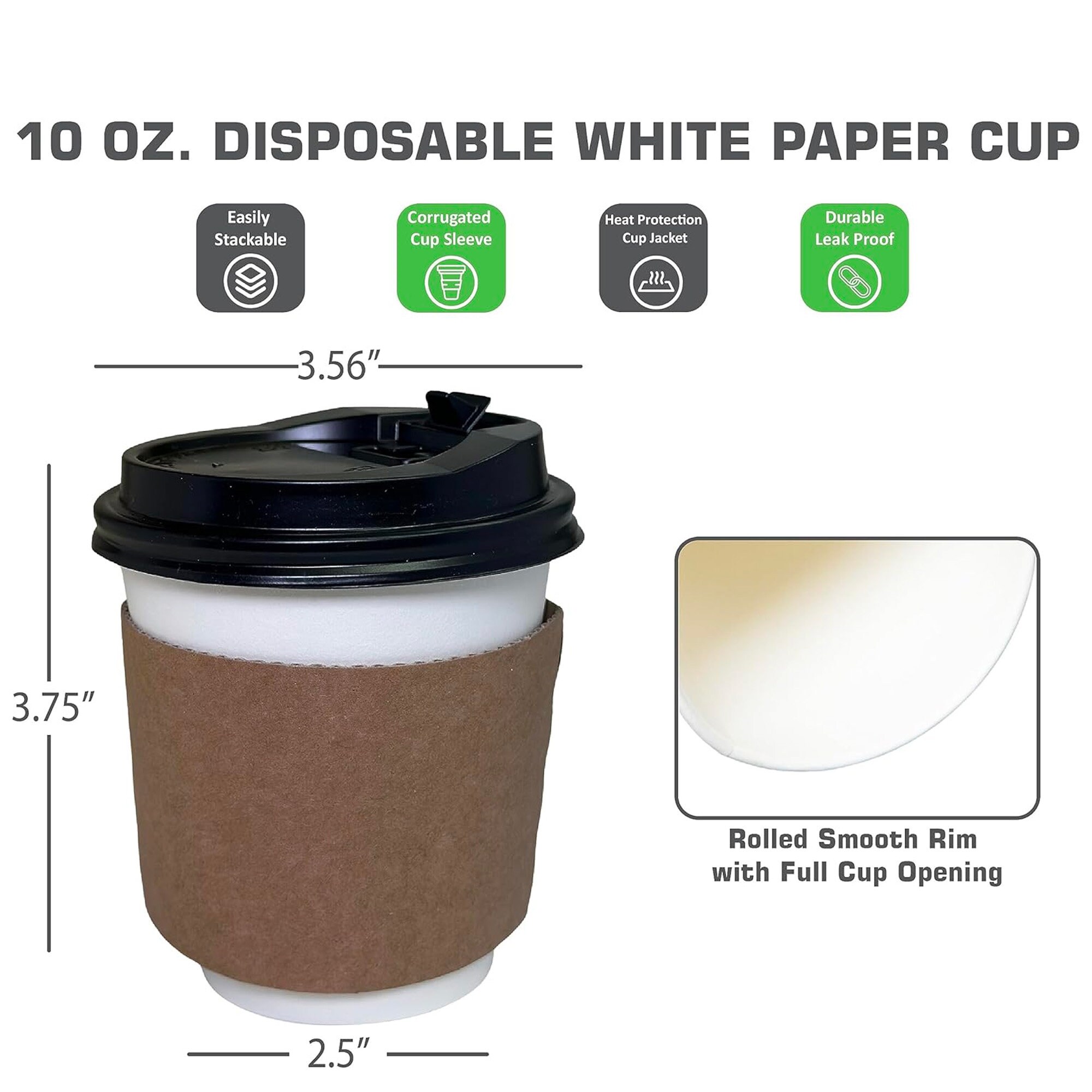 Starbucks White Disposable Hot Paper Cup, 12 Ounce, Sleeves and