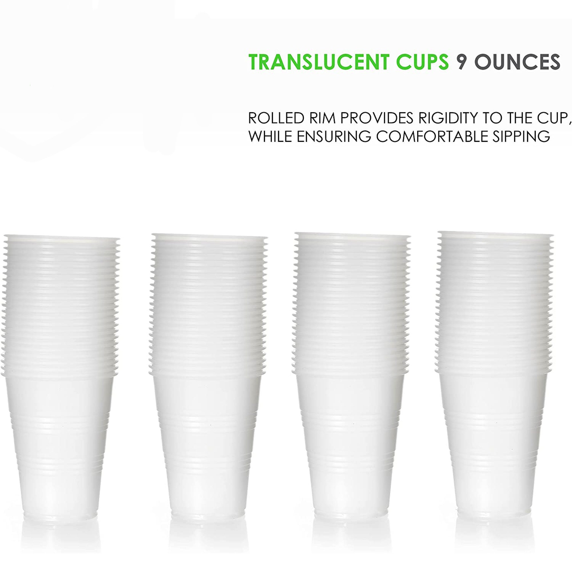 9 Oz Translucent Plastic Cups Disposable Drinkware for Parties